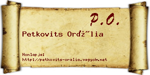 Petkovits Orália névjegykártya
